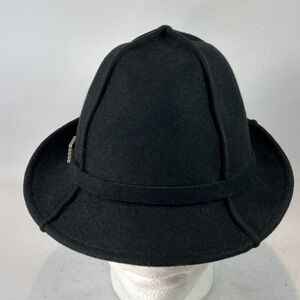 Preston & York Hat Women's Black Wool Derby Bowler Rhinestone Buckle 2 Inch Brim